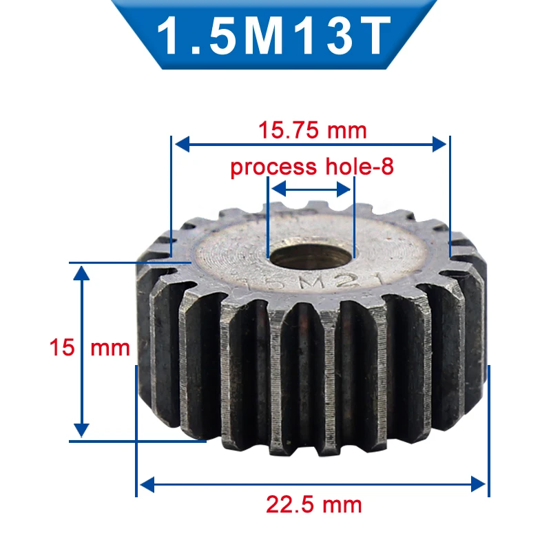 Motor Gear Transmission Gear Electric Bike Gear Electric Chain Saw Gear Spin Replacement Mop Parts 1 Piece 1.5M Spur Gear 12/13/14/15 Teeth 6/8 mm Process Hole Gear Wheel Low Carbon Steel Material Flat Total Height 15 mm