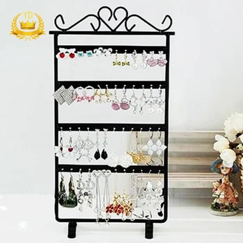 

Hot 4 Layers 48 Holes Metal Jewelry Display Shelf Earring Storage Rack Jewelry Organizer Square Type Home Storage Accessories