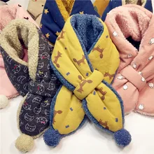 I2U/детский теплый плюшевый шарф для маленьких мальчиков и девочек; теплый зимний плотный Удобный шарф с бантиком и воротником-хомутом