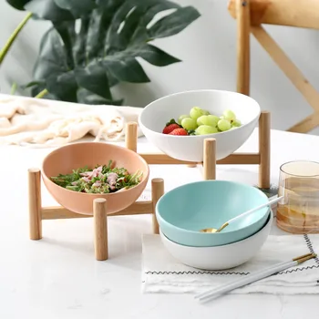 

CERAMIC DOG CAT BOWL PUPPY FOOD BOWL WITH WOOD STAND BRACKET PORCELAIN WATER FEEDER BOWL FOOD BOWL PET SUPPLIES DROP SHIPPING
