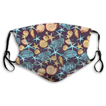 

Sea Shell Starfish Washable Reusable Mask, Anti Dust Half Face Mouth Mask For Kids Teens Men Women With Adjustable Ear Loops