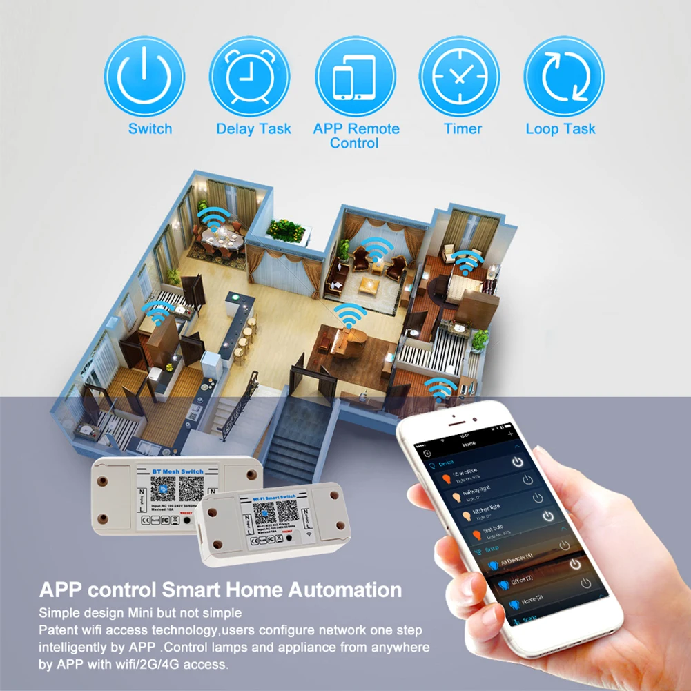Bluetooth Wi-Fi товары для дома ABS умный переключатель светодиод включения/выключения светильник контроллер спальня аксессуары приложение дистанционного синхронизации гостиная