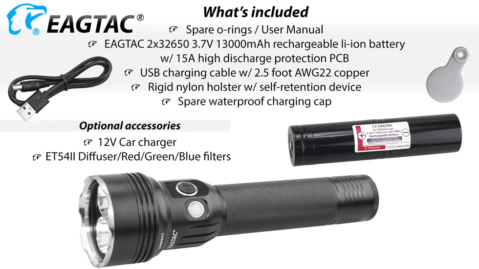 EAGTAC MX30LC2CR светодиодный фонарик тройной Osram CSLPM1 801 ярдов длинный бросок 32650 аккумулятор 13000 мАч USB Перезаряжаемый