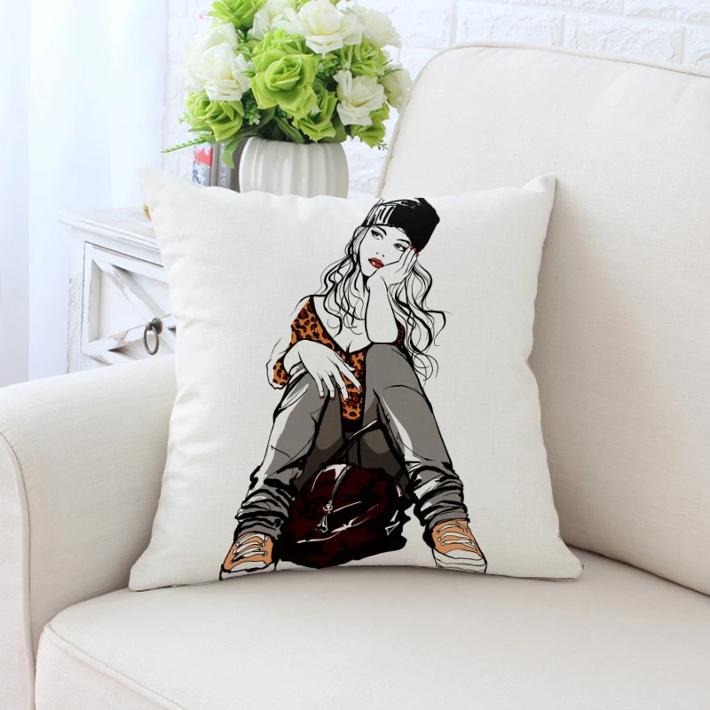 New Lady Portrait Cushion Cover Marilyn Monroe Super Woman Stars Pillow Cover High Quality Polyester Twill PillowCase Decorative