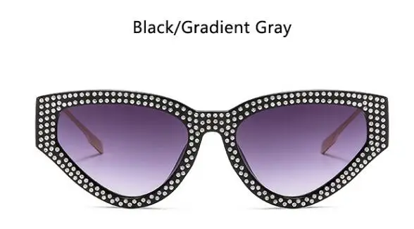black gradient gray Новинка, Ретро стиль, кошачий глаз, солнцезащитные очки для женщин, фирменный дизайн, алмаз, градиентные солнцезащитные очки для мужчин, Оттенки для женщин, UV400 - Цвет линз: black gradient gray