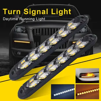 

2PCS 12V Car-styling DRL Turn Signal Lights Strip Arrow Light Waterproof White/Amber LED Flasher Flowing DRL 2PCS Good Quality