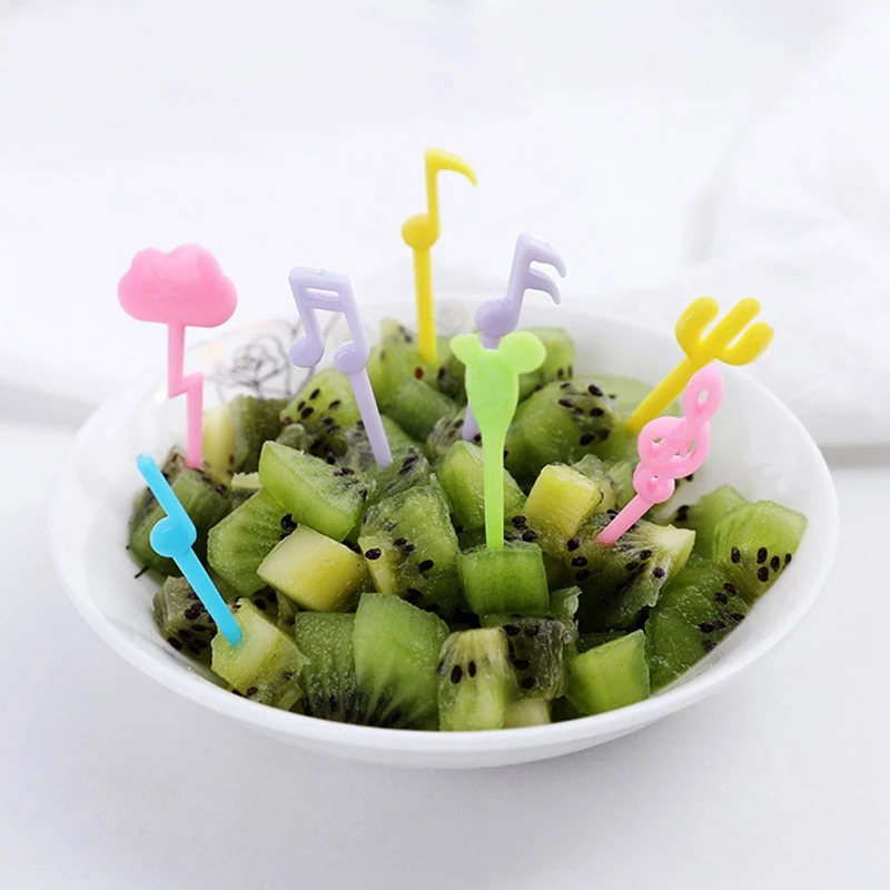 

18pcs/pack Novelty Plastic Cartoon Musical Note Shape Food Fruit Fork Picks Set for Party Cake Dessert Bento Accessories