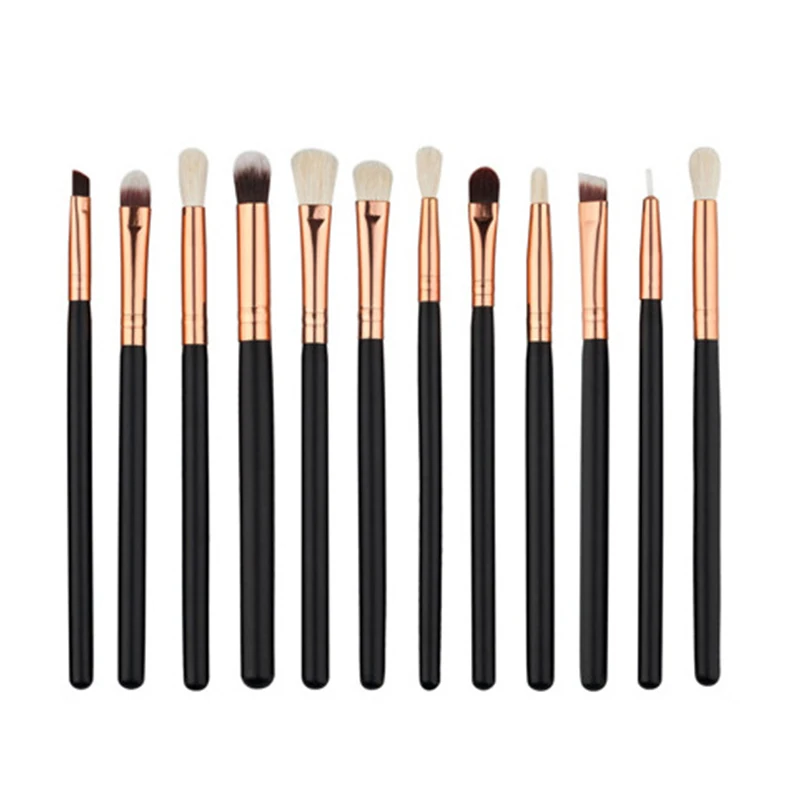 Black 12pcs Новые профессиональные 12 шт. кисти для бровей/Черная Кисть для макияжа нейлоновая маска для волос основа для макияжа Кисти инструменты - Handle Color: Black 12pcs