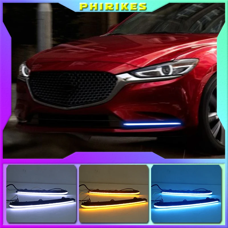 2Pcs DRL for Mazda 3 Axela 2019 2020 LED car Driving daytime running light fog lamp with flow