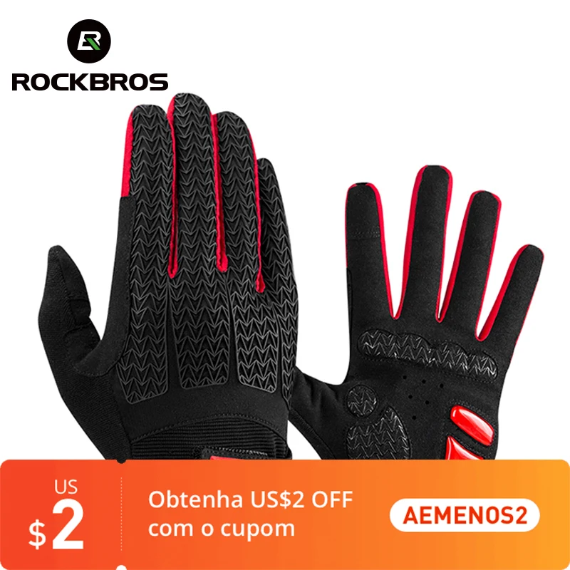 ROCKBROS Windproof Cycling Gloves Touch Screen Riding MTB Bike Bicycle Thermal Warm Motorcycle Winter Autumn | Спорт и развлечения