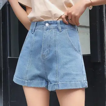 

2020 cowboy Casual Women Denim Shorts Crimping High Waist Slim Summer Jeans Shorts Feminino Chic Hot Ladies Bottom Girls