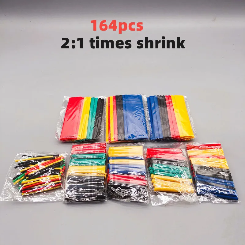 

164pcs Set Polyolefin Shrinking Assorted Heat Shrink Tube Wire Cable Insulated Sleeving Tubing Set CLH@8 Waterproof pipe sleeve