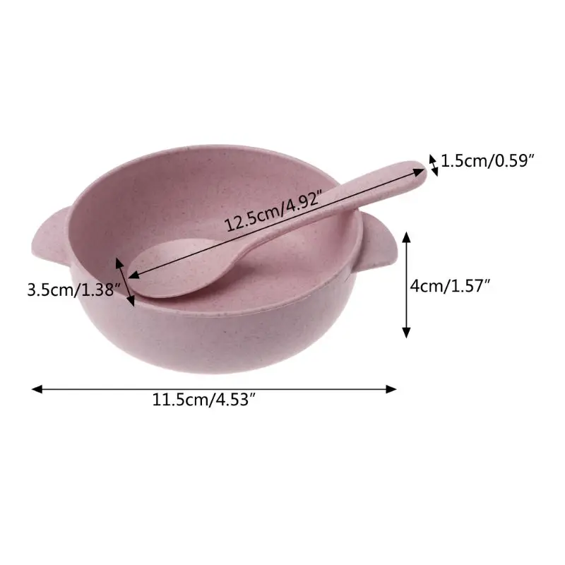2pcs/set Baby Feeding Food Tableware Eco-Friendly Toddle Kids Dishes Baby Child Eating Dinnerware Anti-hot Training Bowl+Spoon