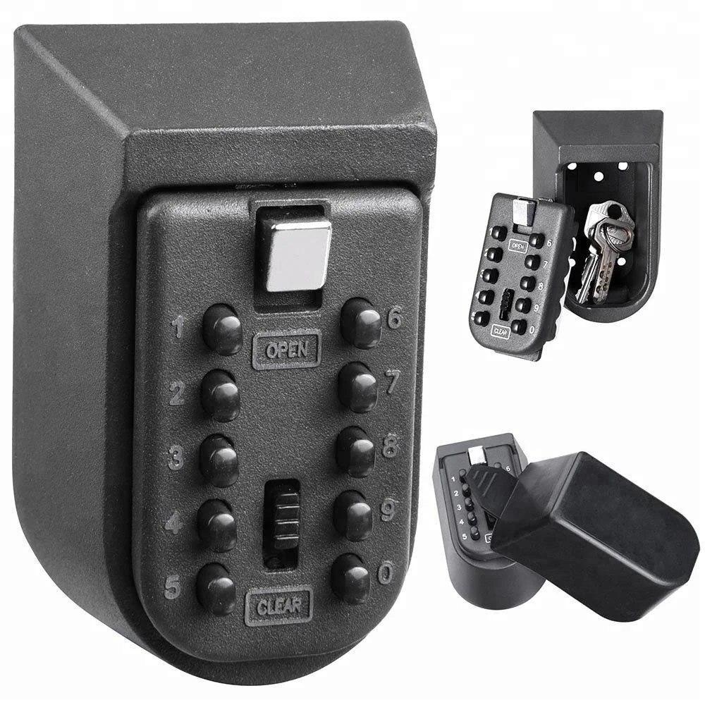 

Wall Mounted Key Safe Box Mini Key Storage Cabinet Password Metal Key Storage Box with Waterproof Cover