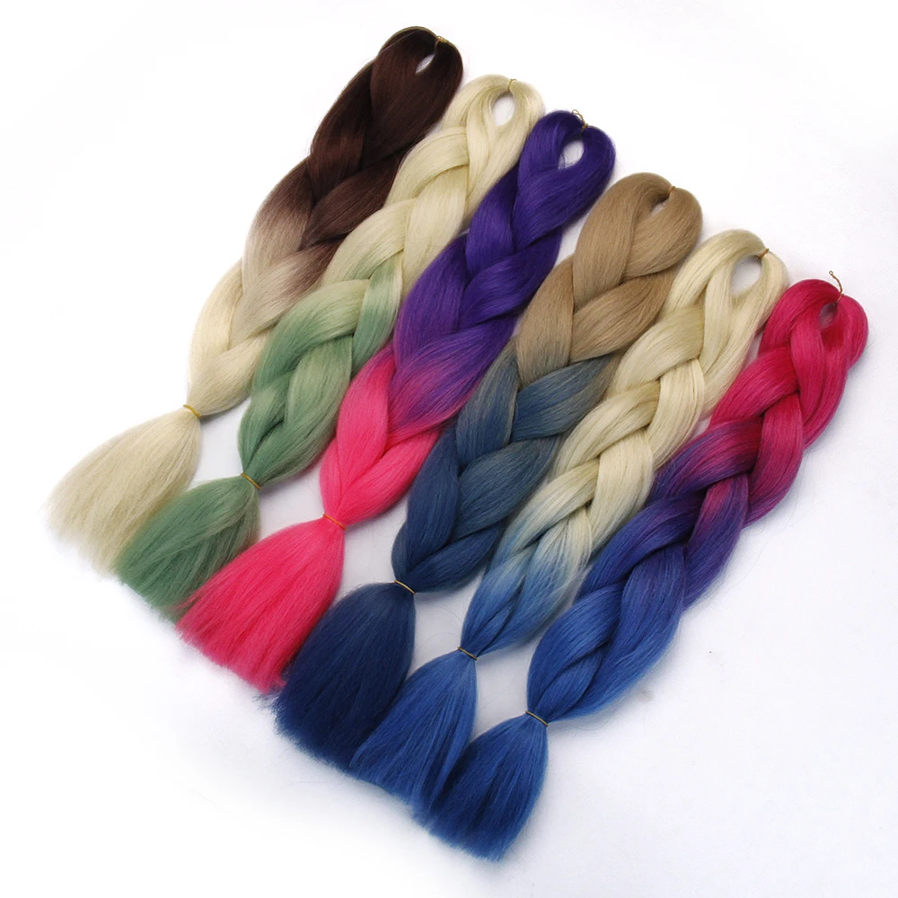 YXCHERISHAIR 24" Jumbo Braiding Hair Extensions Ombre Blonde Long Synthetic Hair for Box Braids For Bulk
