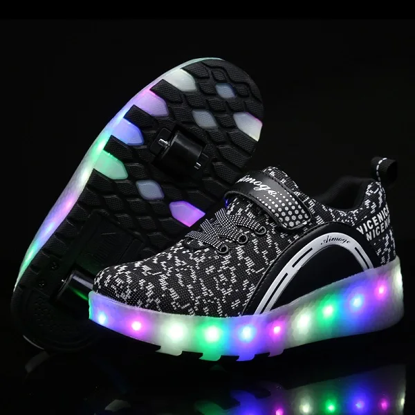 789 Black Heelies/светильник; кроссовки с двумя колесами для мальчиков и девочек; повседневная обувь на роликах для девочек; Zapatillas Zapatos Con Ruedas - Цвет: 789 Black