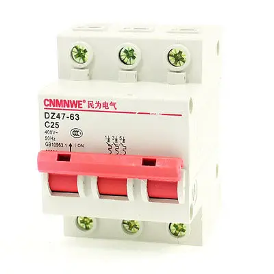 

AC 400V 25A 3 Pole DIN Rail On/Off Switch Mini Circuit Breaker 6000A
