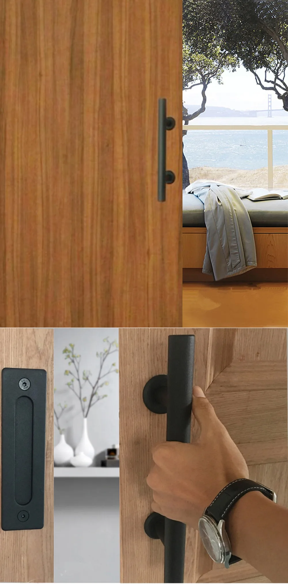Сверхмощная дверная фурнитура для двери сарая раздвижная дверь двухсторонняя ручка черная