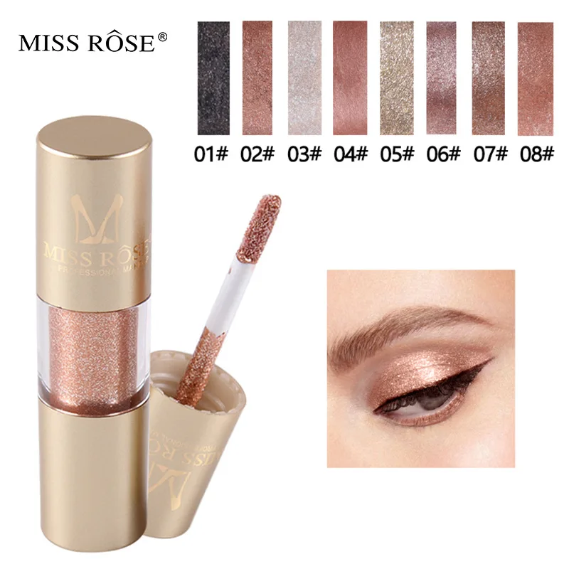 

MISS ROSE 8 Color Gold Silver Metal Eyeshadow Shimmer Warm Color Waterproof Shine Single Eye Shadow Liquid Matte Makeup Shadow