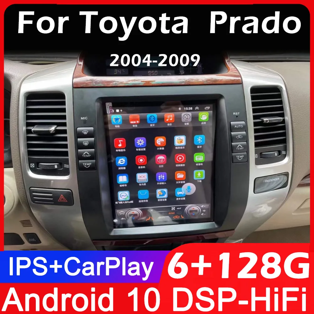 For Toyota Land Cruiser Prado 120 2003 - 2009 Car Android 10 Radio Multimedia Video Player Stereo GPS 2din 2 din for Tesla style 1