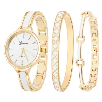 

New Fashion Quartz Watch for women's Set Boutique Trends Geneva Style Watch Jewelry Set Christmas Gifts Birthday Gifts