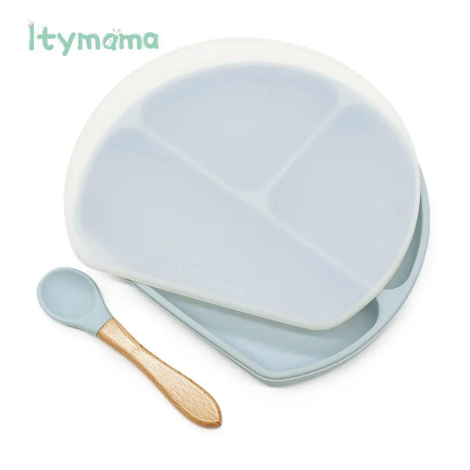 Baby Feeding Plate Food Grade Silicone Baby Plate BPA Free Infant Waterproof Kid Tableware Plate Children Dishes Sealed With Lid