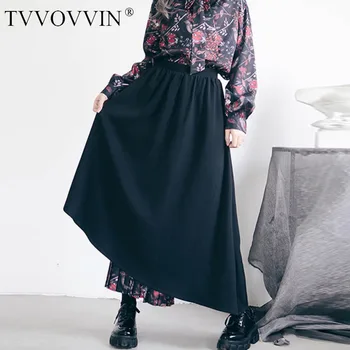 

Loose High Waist Patchwork Print Pants Fashion Irregular Vintage Match All Flat Elastic Waist Personality Wide Leg Pants ZLL5026