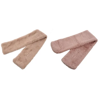 

2Pcs Women'S Faux Rabbit Fur Scarf Autumn Winter Scarves - Pink & Beige