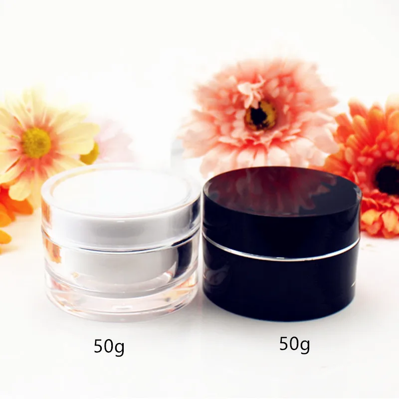5 шт./лот 50 г большая круглая акриловая банка белый/черный контейнер для бутылок