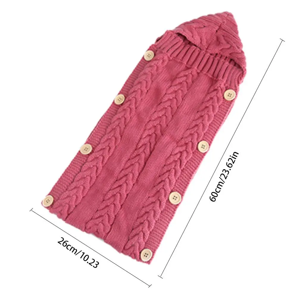 Autumn And Winter Infant Knitted Wool Sleeping Bag, Button Photography, Blanket, Stroller Sleeping Bag Washable Acrylic Fabric