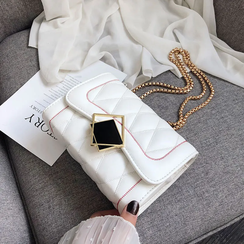 Ins Super fire small bag female new Korean version of the small package fashion chain embroidery single shoulder oblique sa
