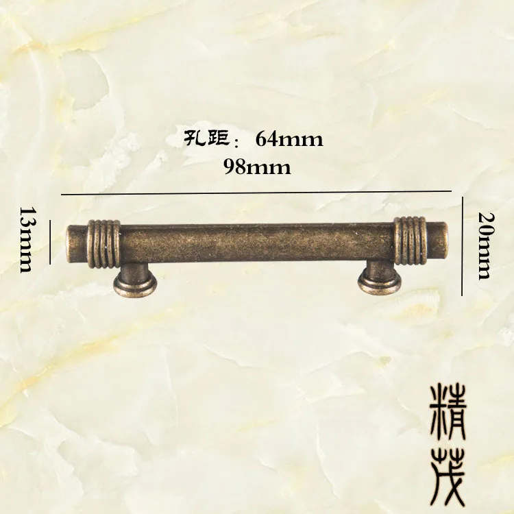 

Jing mao-397 Vintage Bar-shaped Zinc Alloy Handle Drawer Handle Cabinet Wardrobe Strip Handle Pitch-row 64 Size