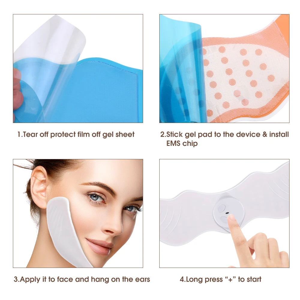 EMS Face Lifting Machine Facial Muscle Stimulator for Face Slimming V Face Exerciser With Gel Pads