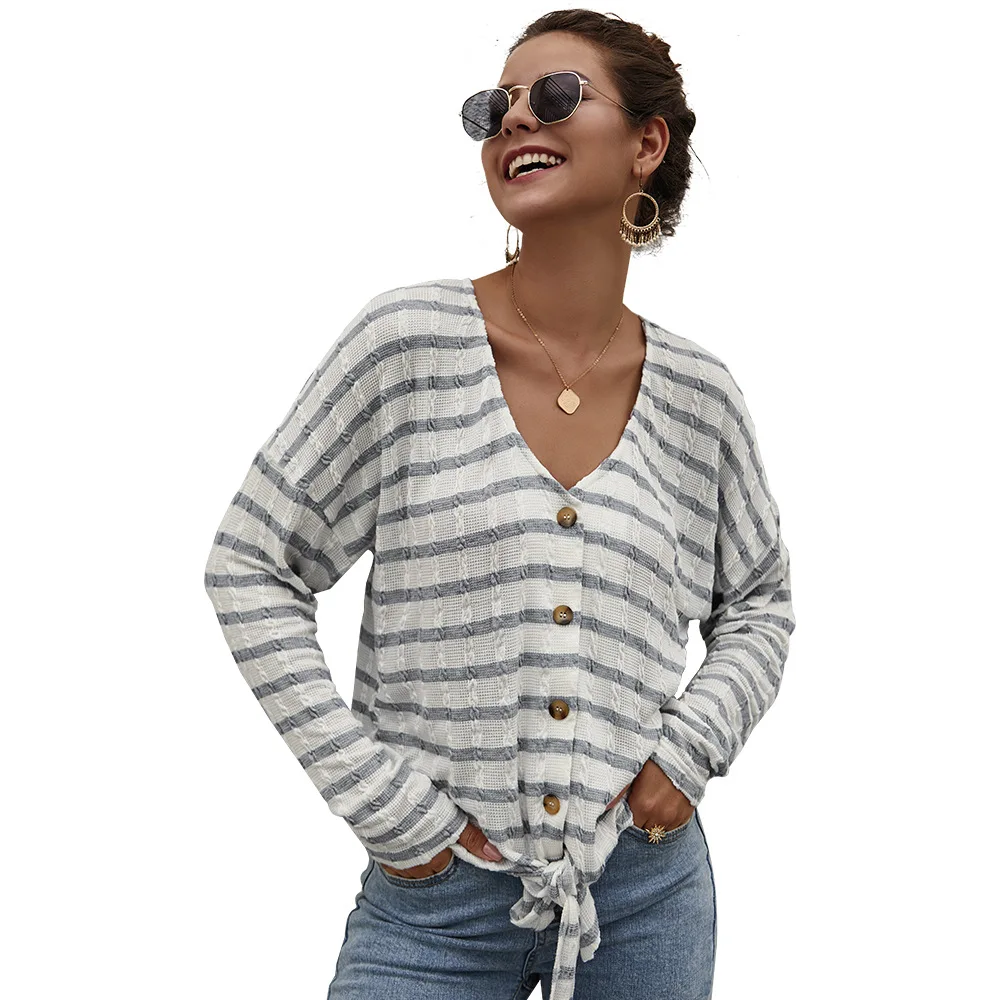 

Autumn/winter 2019 sweater women's top striped sweater
