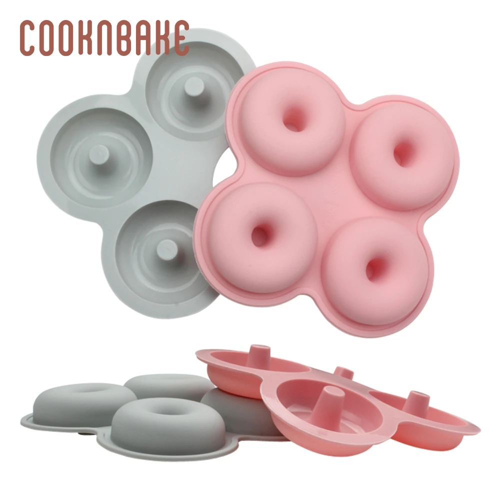 COOKNBAKE, большая форма для пончиков, силиконовая форма для мусса, торта, 4 отверстия, пончики, кондитерское кольцо, формы для печенья, мыло, инструмент для украшения торта