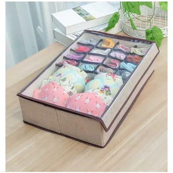 

Plain Color Storage Box For Underwear Socks Linen Container Drawer Divider For Clothing Closet Storage Organizer Holder With Lid