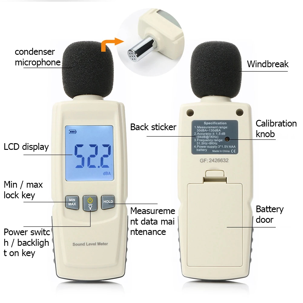 Sound Level Meters GM1352 Noise Tester 30130dB Digital Audio Sound