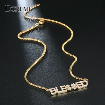 

DOREMI 9mm Crystal Pendant Letters Necklace for Women Custom Jewelry Custom Name Necklaces Numbers Personalized Zirconia Pendant