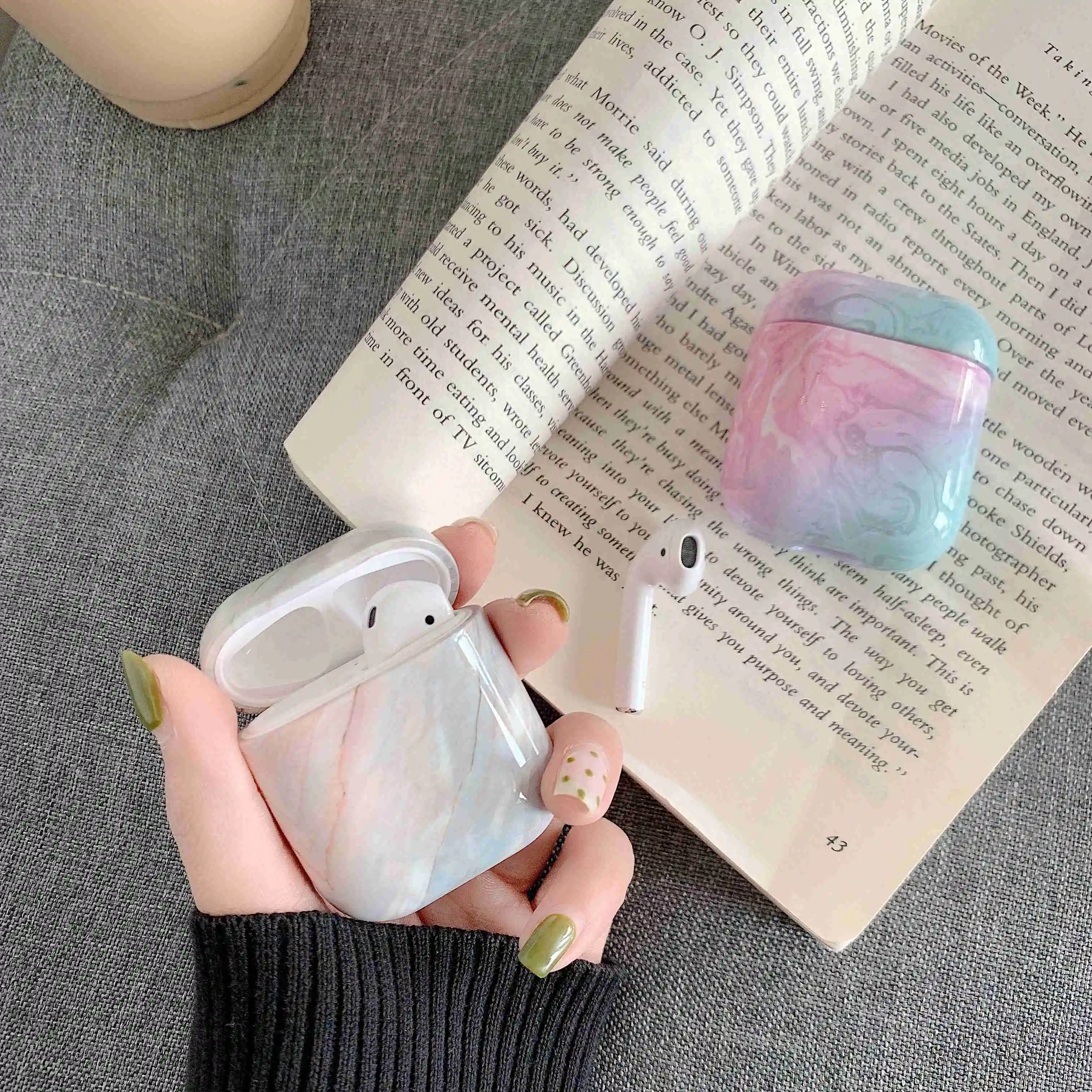 Чехол для оригинального Apple Airpods чехол мраморный милый 2 1 Аксессуары наушников Air