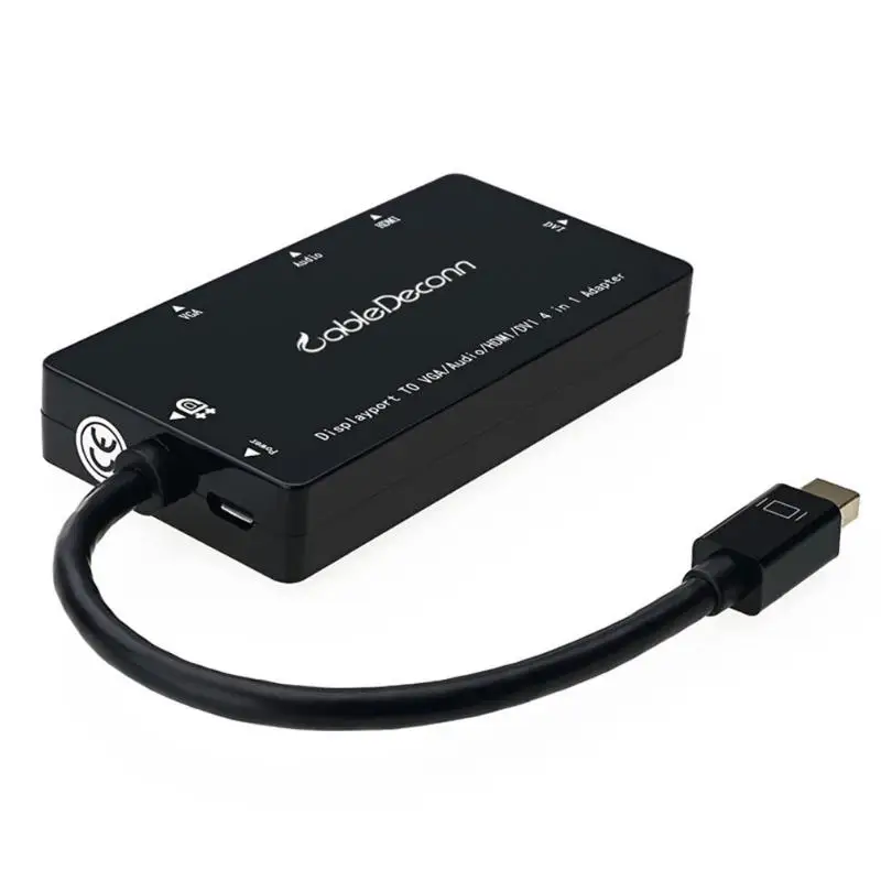 Черный Кабель A0309 4 в 1 Мини DP штекер VGA/аудио/HDMI/DVI Женский сплиттер поддержка прямой доставки - Цвет: Черный