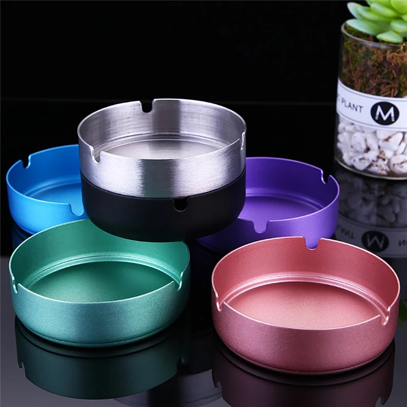 

Stainless Steel High Temperature Resistant Ashtray Drop Resistant Round Design Ashtray Cendrier