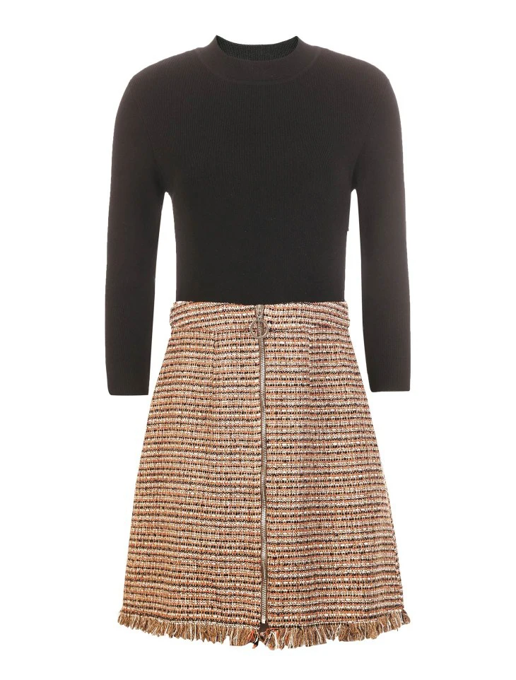 Vero Moda женское OL Стиль сплайсинга шерсть трикотажное платье | 319146509