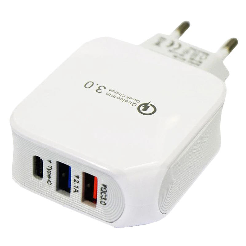 Быстрое зарядное устройство с 2 Qc3.0 Usb+ 1 настенное зарядное устройство type-C 25W 5A Eu штекер для мобильного телефона камера для планшета