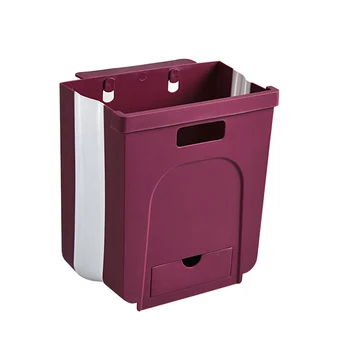 

PP Large Capacity Easy Install Office Bathroom Kitchen Cabinet Wall Mounted Home Hanging Hotel Solid Trash Can Folding Waste Bin
