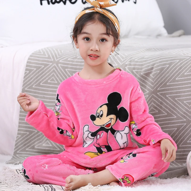 WAVMIT, осенне-зимняя детская флисовая Пижама, комплект, теплая фланелевая одежда для сна, домашняя одежда для девочек, Коралловая флисовая Пижама для мальчика, домашняя одежда - Цвет: R P fen mi qi