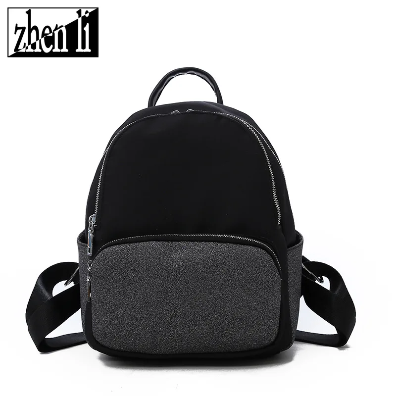 

Europe And America Style Backpack Women's New Style 2019 Cross Border Solid Color Large Small Nylon Backpack Factory Supply of G