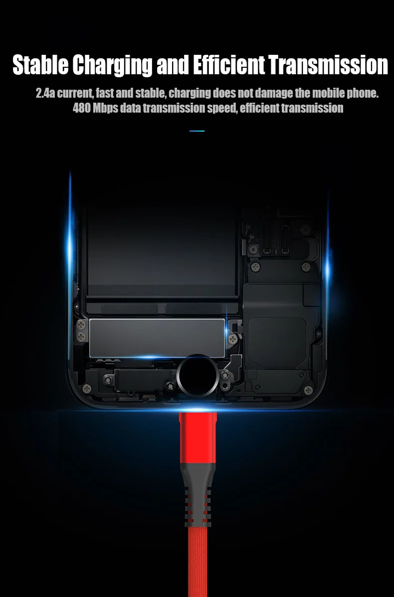 2.4A USB IOS Micro type C кабель USB C кабель передачи данных для быстрой зарядки для мобильного телефона зарядный кабель