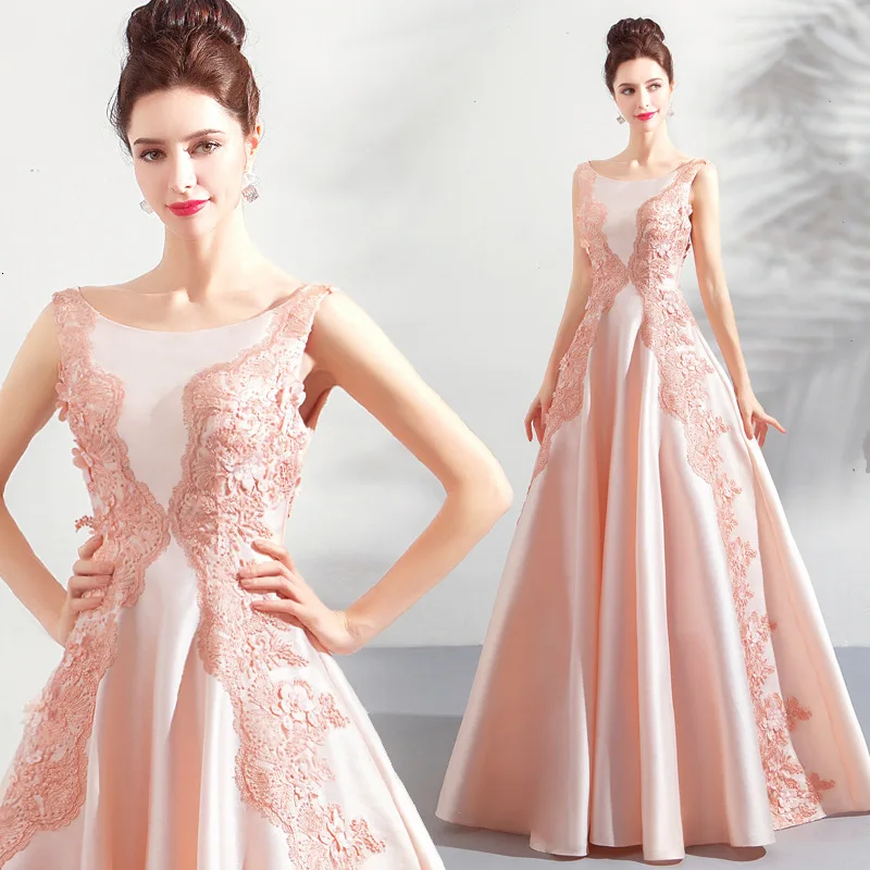 

BacklakeGirls Ever Pretty Embroidery Satin Evening Dress Floor Length Bride Reception Dress Formal Evening Gown Robe Soiree