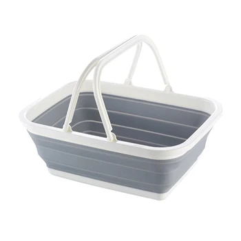 

Storage Basket Shopping Space Saving With Handle Fruit Portable Container Sink Foldable Colander Home Picnic Collapsible Tub