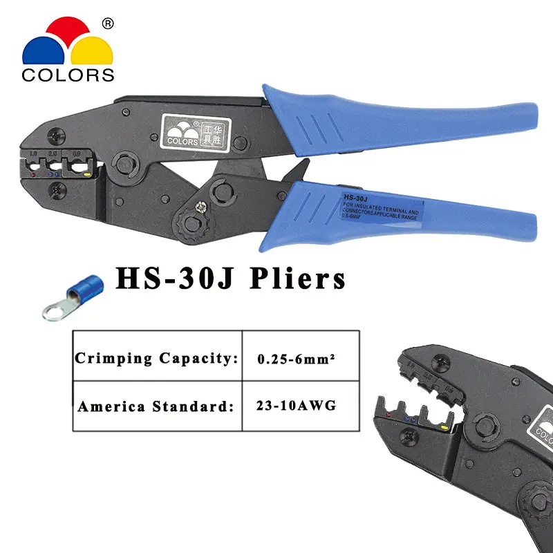 HS-30J 0,25-6 мм2 23-10AWG обжимные плоскогубцы для изолированных клемм и соединителей HS-03J инструменты европейского бренда